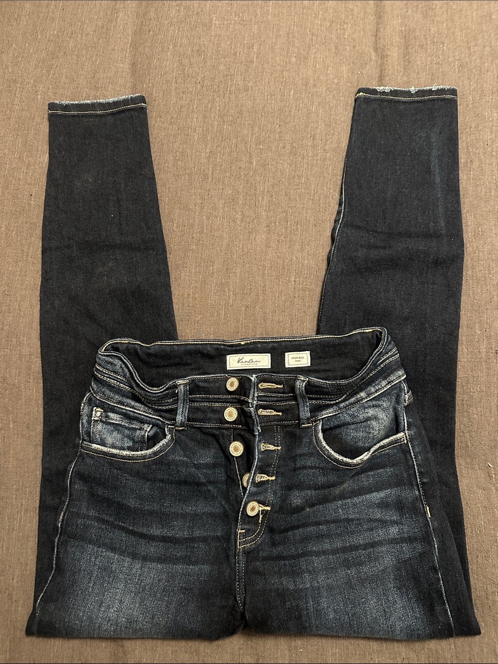 KanCan Dark Indigo Skinny Jeans with Exposed Button Fly